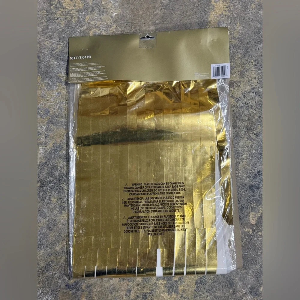 Amscan 10 Foot Gold and White Fringe Ceiling Party Decoration NWT